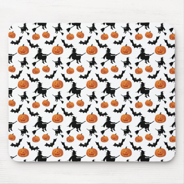 Halloween Witches, Pumpkins and Bats Mouse Pad (Front)