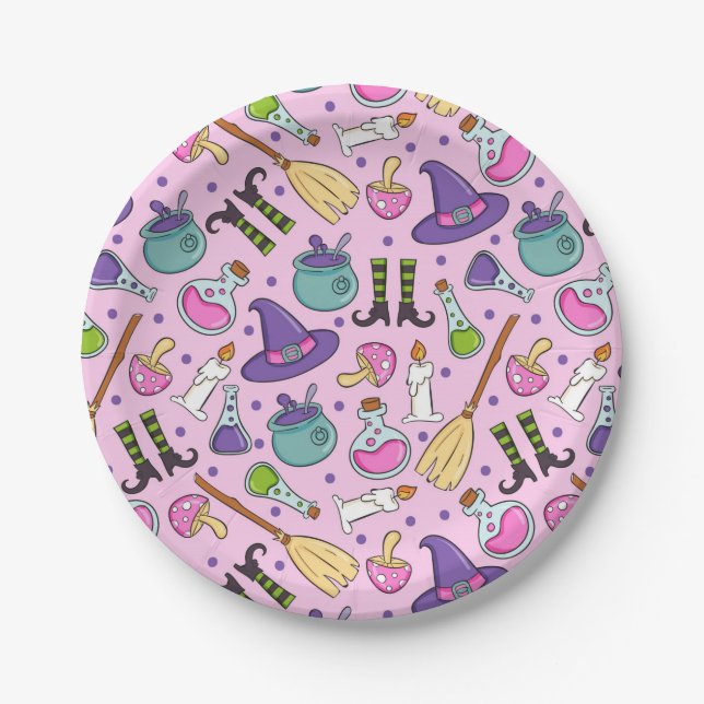 Halloween Witches Theme Paper Plate (Front)