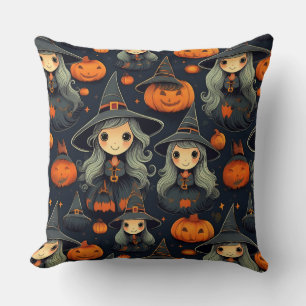 Halloween witches throw pillow