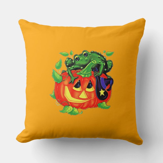 Halloween Witches Toad Throw Pillow (Front)