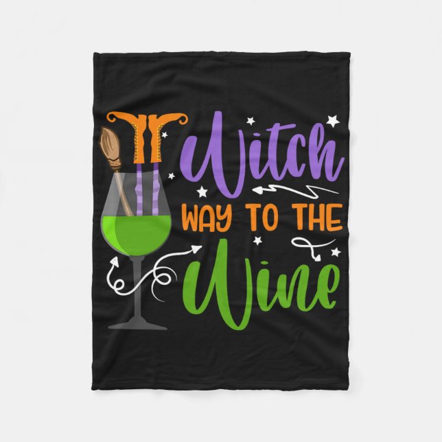 Halloween Witches Witch Way To The Wine Costume  Fleece Blanket (Front)