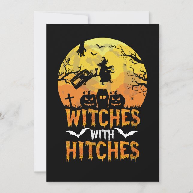 Halloween Witches With The Hitches Camping Camper Invitation (Front)