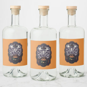 Halloween Witch's Brew Classic Bottled Magic Fun Liquor Bottle Label