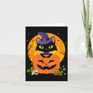 Halloween Witchy Black Cat And Pumpkin Girls Women Card