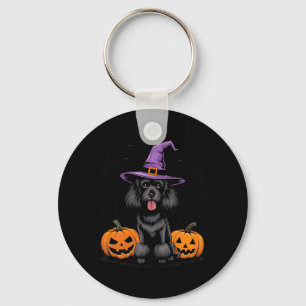 Halloween Witchy Black Standard Poodle Dog Spooky Keychain
