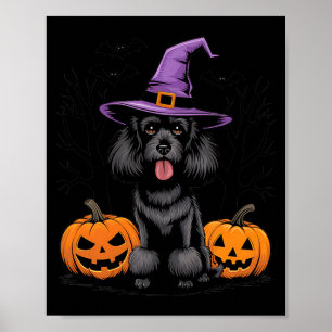 Halloween Witchy Black Standard Poodle Dog Spooky Poster