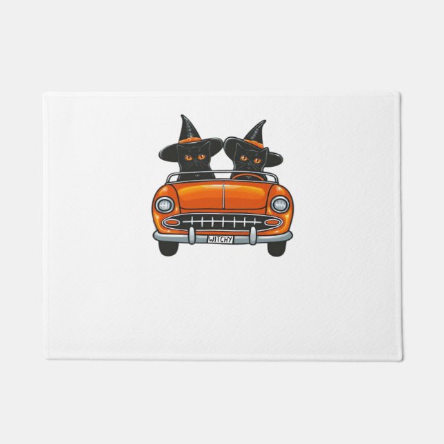 Halloween Witchy Cats Classic T-Shirt Doormat (Front)