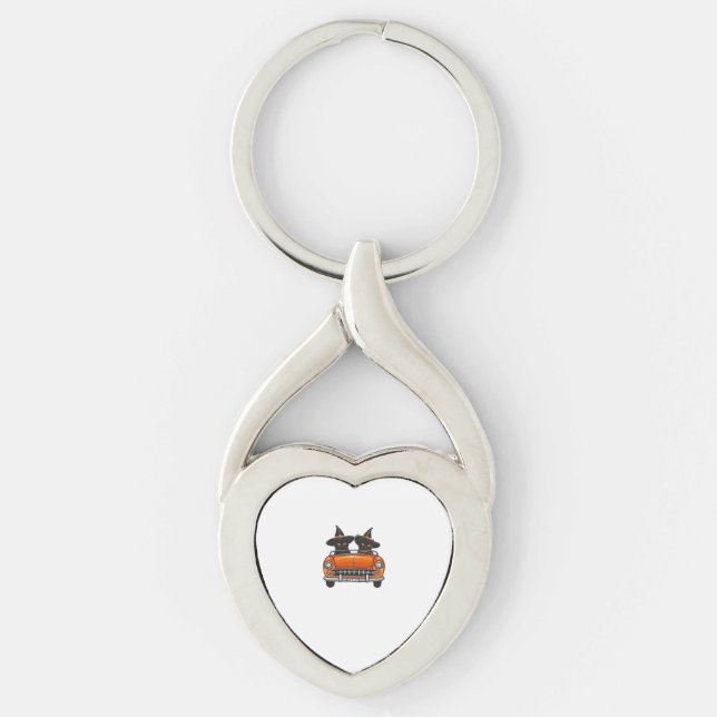 Halloween Witchy Cats Classic T-Shirt Keychain (Front)