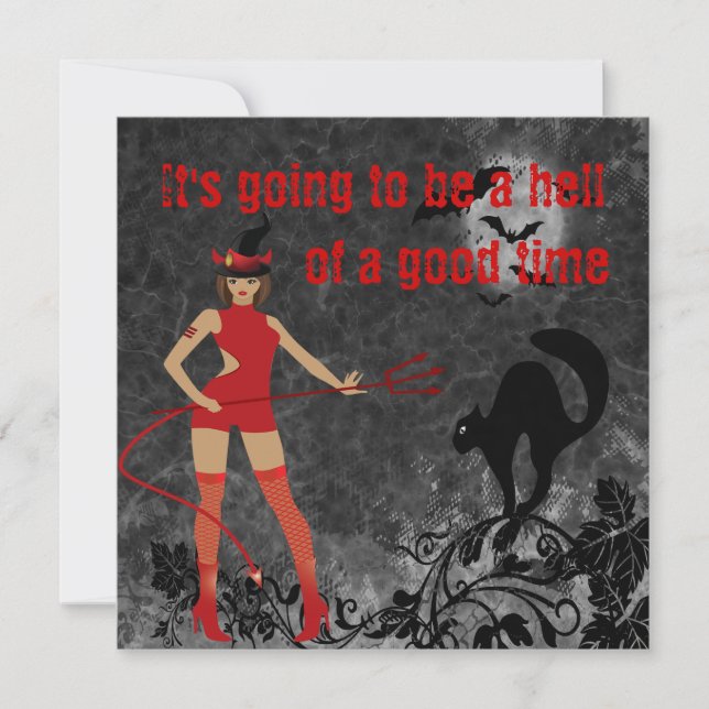 Halloween Witchy Devil Girl Invitation (Front)
