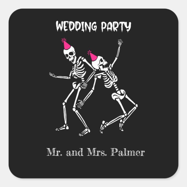 Halloween Witchy Goth Wedding Party Square Sticker (Front)