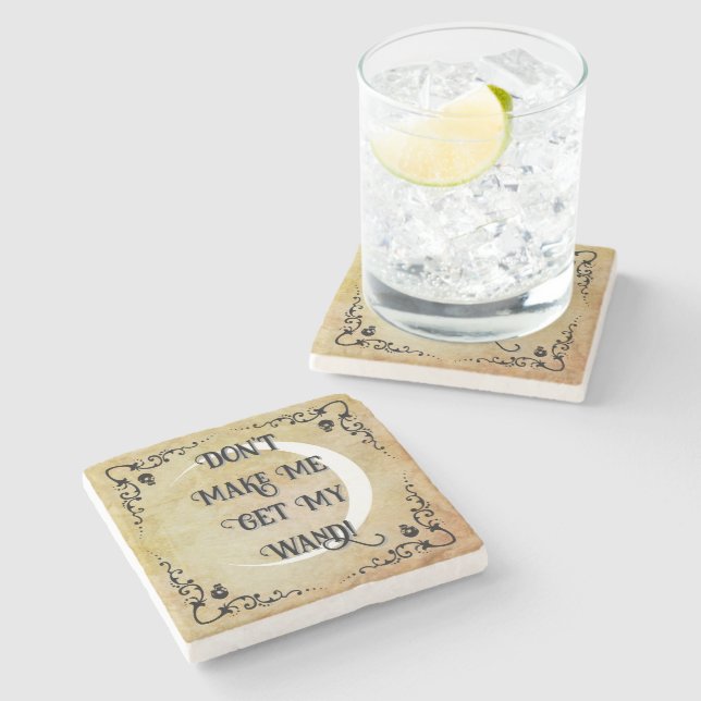 Halloween Witchy Quote  Stone Coaster (Side)