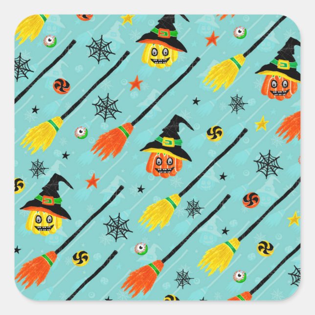 Halloween Witchy Seamless Theme Square Sticker (Front)