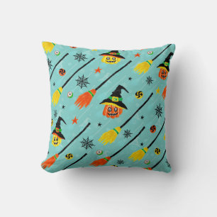 Halloween Witchy Seamless Theme Throw Pillow