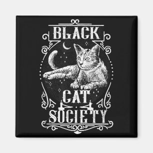 Halloween Witchy Season Feline Vintage Black Cat Magnet