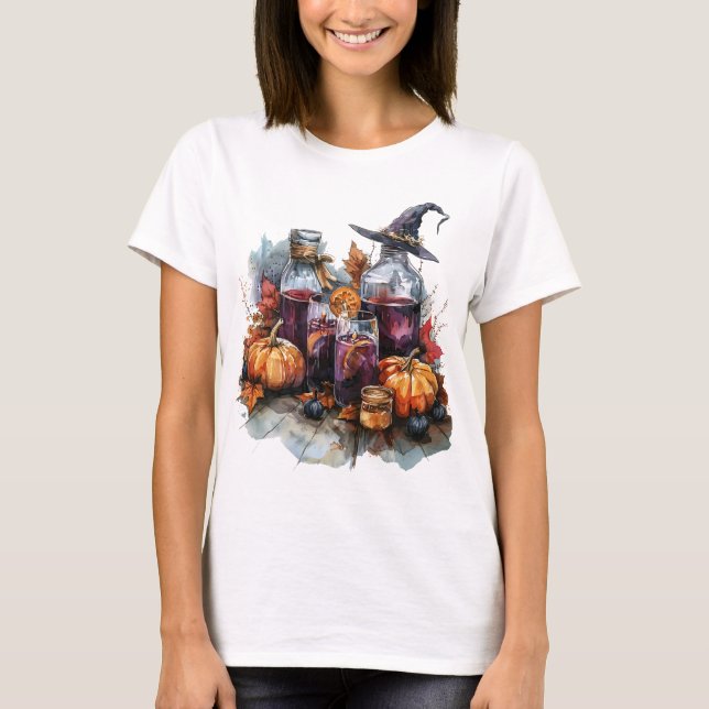 Halloween Witchy Tee Apothecary Watercolor  (Front)