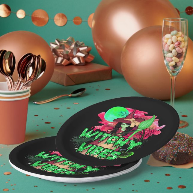 Halloween Witchy Vibes Paper Plate (Multi)