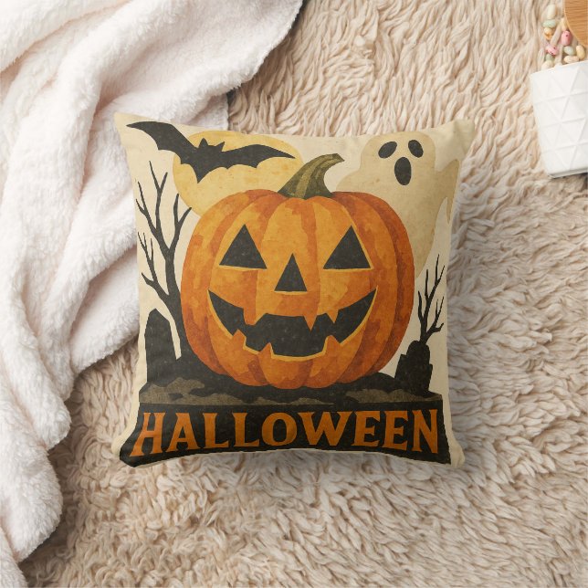 Halloween with a sensual collage technique throw pillow (Blanket)