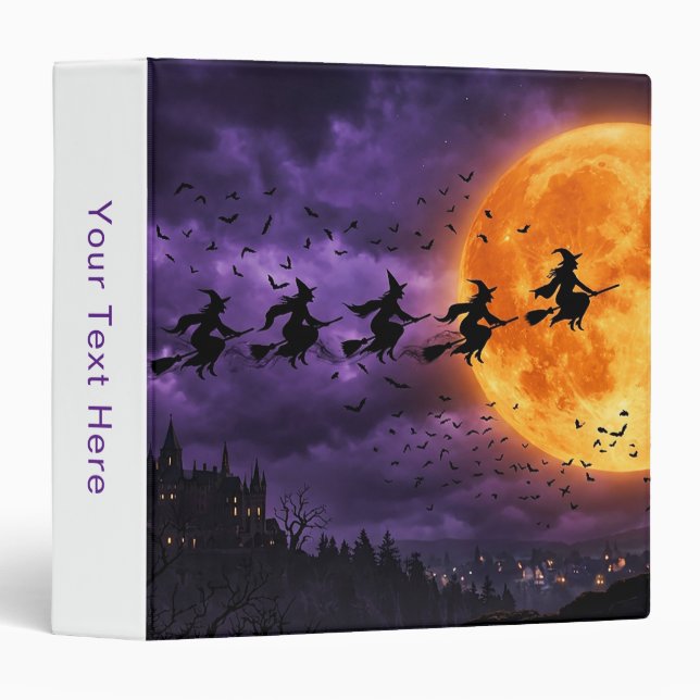 Halloween with Moon and Witch Binder (Front/Spine)