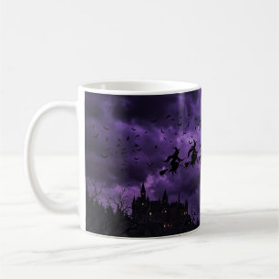 Halloween with Moon and Witch Coffee Mug