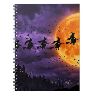Halloween with Moon and Witch Notebook