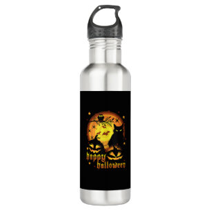 Halloween with Moon Pumpkins Bats Spiders And Scar 710 Ml Water Bottle