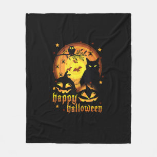 Halloween with Moon Pumpkins Bats Spiders And Scar Fleece Blanket