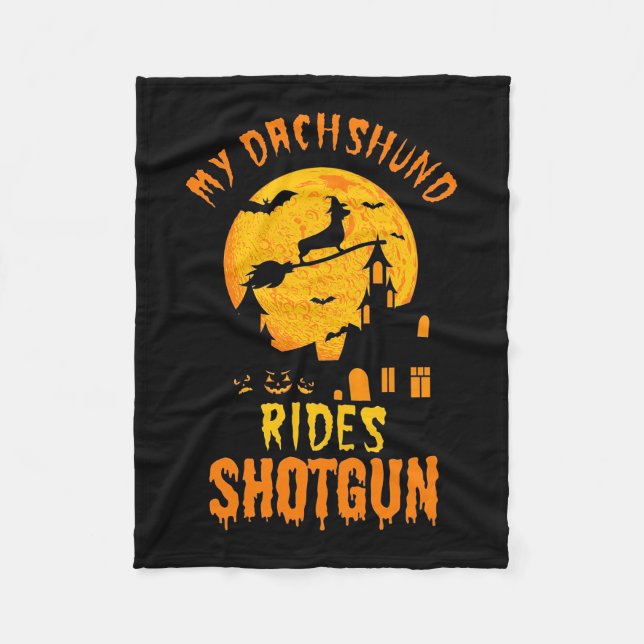 Halloween With My Dachshund Fleece Blanket (Front)