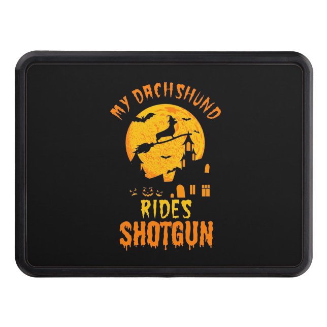 Halloween With My Dachshund Trailer Hitch Cover (Front)