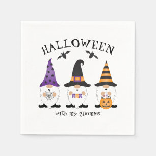 Halloween With My Gnomies Purple Orange  Napkin