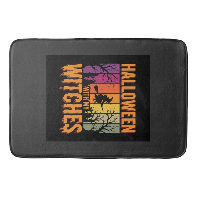 Halloween With My Witches Retro Sunset Bath Mat (Front)