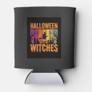 Halloween With My Witches Retro Sunset Can Cooler