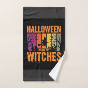 Halloween With My Witches Retro Sunset Hand Towel