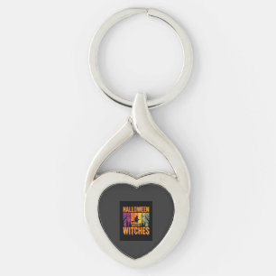 Halloween With My Witches Retro Sunset Keychain