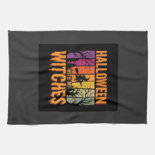 Halloween With My Witches Retro Sunset Kitchen Towel