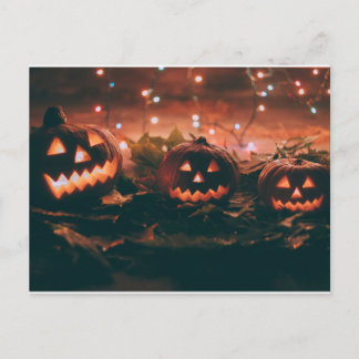 Halloween with Pumkins and lights Postcard