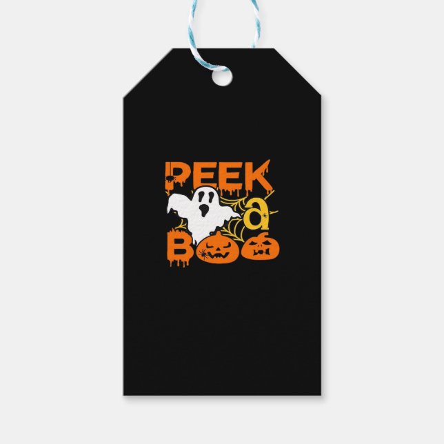 Halloween With Pumpkins Peekaboo Gift Tags (Front)