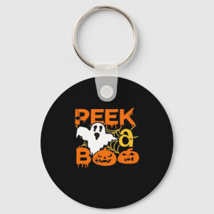 Halloween With Pumpkins Peekaboo Keychain
