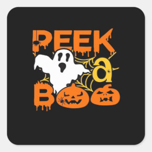 Halloween With Pumpkins Peekaboo Square Sticker