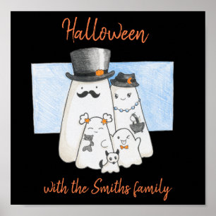 Halloween With The Ghost Family Poster