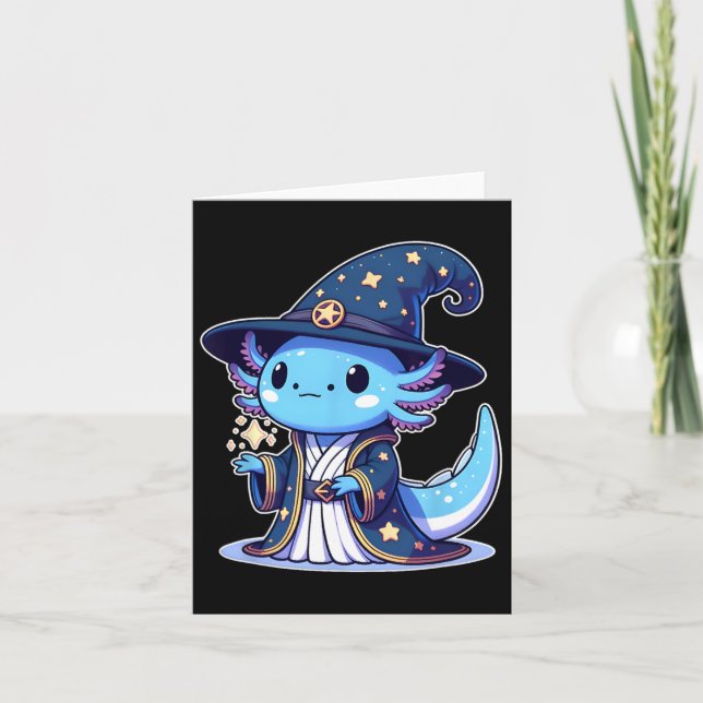 Halloween Wizard Funny Axolotl  Card (Front)
