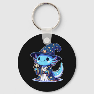 Halloween wizard funny axolotl keychain