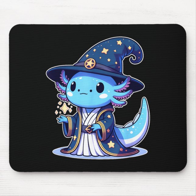 Halloween wizard funny axolotl mouse pad (Front)
