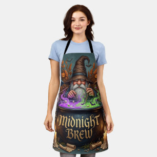 Halloween Wizard Gnomes Midnight Brew Cauldron Apron