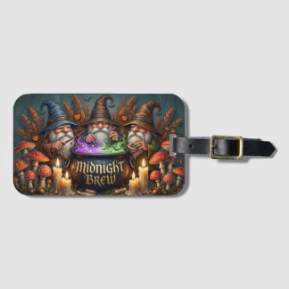 Halloween Wizard Gnomes Midnight Brew Cauldron Luggage Tag