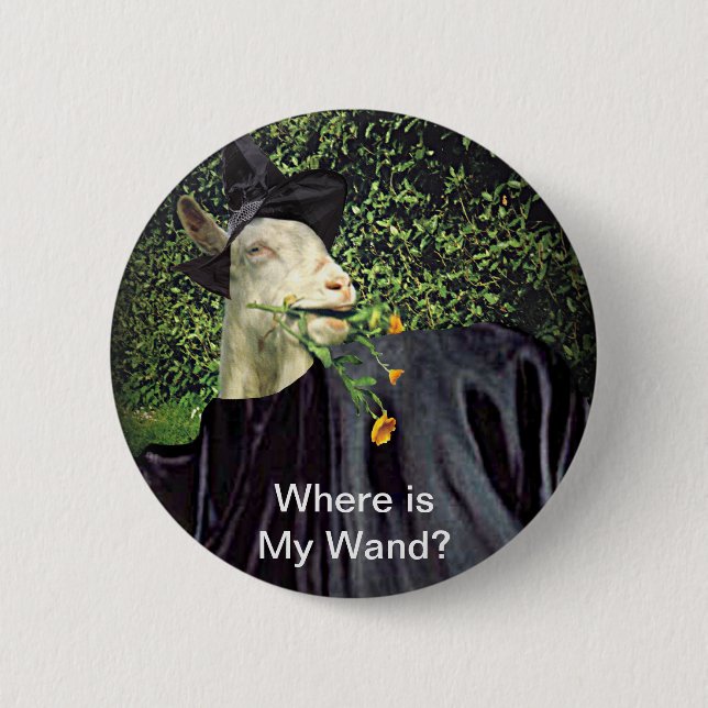 Halloween Wizard Goat 2 Inch Round Button (Front)