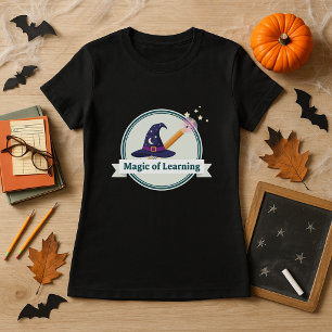 Halloween Wizard Hat & Wand Magic Teacher T-Shirt