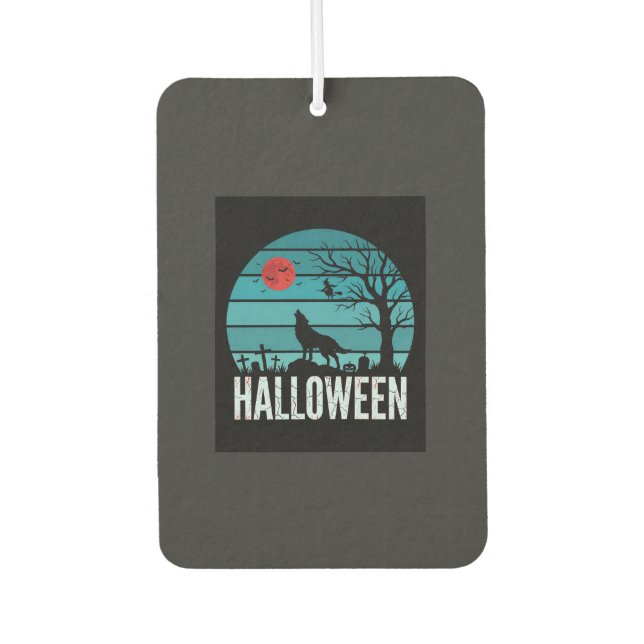 Halloween Wolf Graveyard Moon Vector Air Freshener (Front)