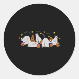 Halloween  Women Cat Ghost Embroidery Effect Desig Classic Round Sticker