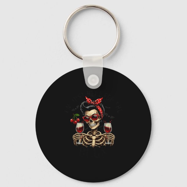 Halloween Women I'm Just Here For The Boos Wine Sk Keychain (Front)