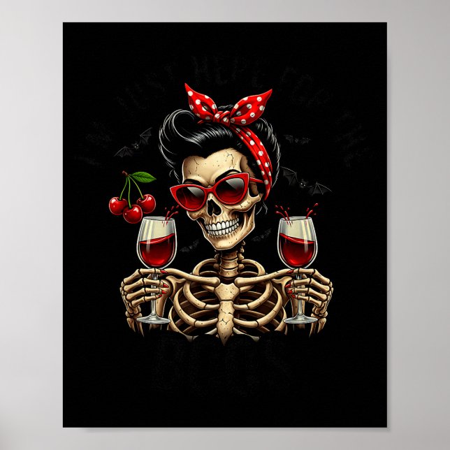 Halloween Women I'm Just Here For The Boos Wine Sk Poster (Front)